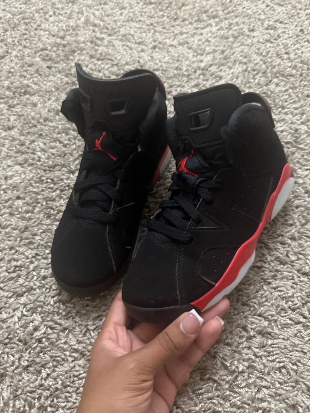 Jordan Little Kids Black and Red High-Top Sneakers
